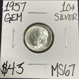 1957 MS67 Gem Silver Dime