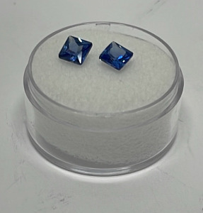 1.45ct. Pair Of Natural Square Cut Blue Sapphire Faceted Gemstones