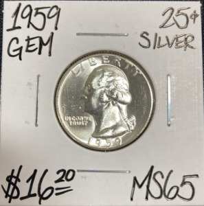 1959 MS65 Gem Silver Washington Quarter