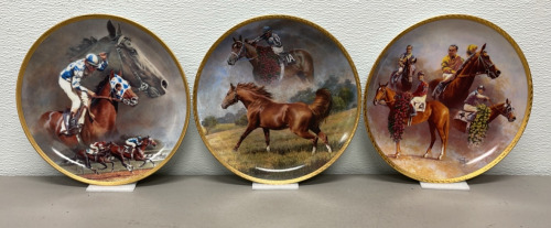 (3) American Artists Fred Stone Collectible Gold Leaf Trimmed Plates In Original Boxes