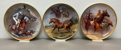 (3) American Artists Fred Stone Collectible Gold Leaf Trimmed Plates In Original Boxes