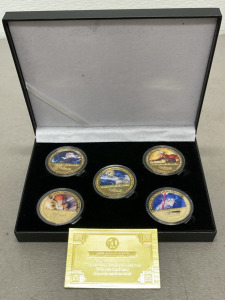 One (5) Piece Set Of 99.9% 24k Gold Plated Japan Cartoon Fate/Stay-Night Yen Collectible Coins In Case W/ COA