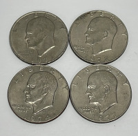 (4) Eisenhower One Dollar Coins Dated 1971, 1972, 1974, 1977