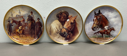 (3) American Artists Fred Stone Collectible Gold Leaf Trimmed Plates In Original Boxes