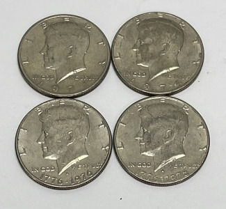 (4) Kennedy Half Dollar Coins Dated 1971, 1974, 1776-1976