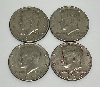 (4) Kennedy Half Dollar Coins Dated 1971, 1973, 1974, 1979