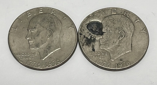 (2) Centennial Eisenhower One Dollar Coins Dated 1776-1976