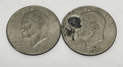 (2) Centennial Eisenhower One Dollar Coins Dated 1776-1976