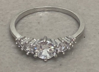 (1) Size 9 Beautiful Clear 5 Stone .925 Ring