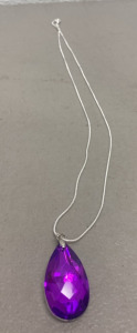 (1) 49.70 ct. Faceted Purple Crystal Teardrop .925 Necklace