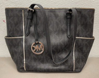 Authentic Black Michael Kors Purse Monogram W/ Silver Hardware