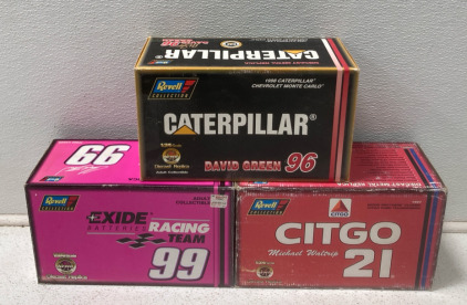 (1) Nascar Revell Collection Jeff Burton #99 Excide Batteries Diecast (1) Nascar Revell Collection 1997 Micheal Waltrip #21 Citgo Diecast (1) Nascar Revell Colection 1998 David Green #96 Caterpillar Diecast