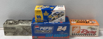 (1) Nascar 1999 Revell Colection Jeff Gordon #24 Pepsi Diecast (1) Nascar 1999 Tony Stewart #20 Home Depot Diecast (1) Nascar 2001 Kevin Harvick #29 America Online Diecast & More
