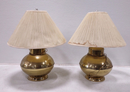 Large Brass Lamps w/ Shades
