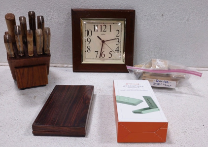 Knife Set, Assorted Drawer Organizers, Wall Clock & More