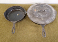 (1) 12" Cast Iron Skillet W/Lid & (1) 9" Cast Iron Skillet