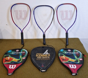 (3) Racquetball Rackets W/ Covers