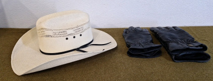(1) Ranger, Bangora Hat Size 7 & (2) Pairs Of Leather Gloves, Large