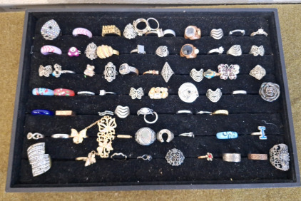 Tray Of 60+ Assorted Cosmetic Rings