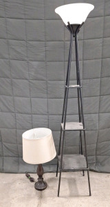 (1) Table Lamp & (1) Floor Lamp W/Shelves