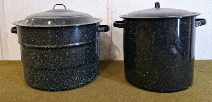 (2) Large Canning Pots W/ Jar Cradles