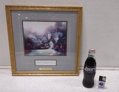 1999 Painting By Thomas Kinkade "Beyond Autumn Gate" & 8fl. Oz. Coca Cola Denver Broncos Bottle w/Denver Broncos Lighter