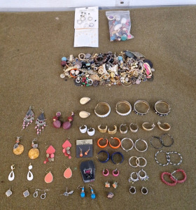 Collection Of Assorted Cosmetic Earring Pairs & More