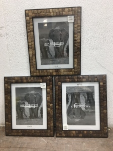 (3) New Wood Tile Picture Frames