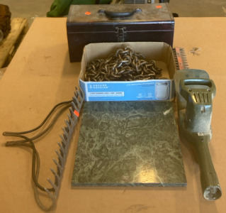 (1) Craftsman Tool Box With Tools (1) Black & Decker 16&rdquo; Electric Hedge Trimmer (1) Heavy Duty Chain & More