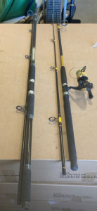 (1) Daiwa Eliminator Fishing Pole Without Reel (1) Roddy Gator Tail Fishing Pole With Abu Garcia Reel