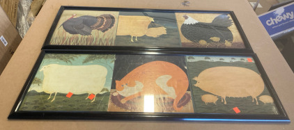 (2) Wall Hanging Farm Animals By Warren Kimble Decor 13&rdquo;x37&rdquo;