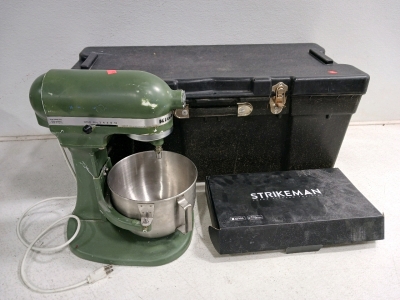 Strikeman Laser Firearm Training (partial) and Kitchenaid Mixer and Large plastic Storage Case 32x15x13
