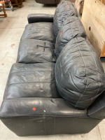 Black Faux Leather Couch - 3