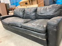 Black Faux Leather Couch - 4