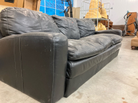 Black Faux Leather Couch - 5