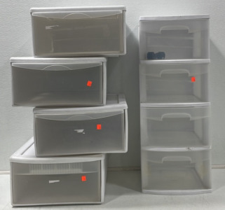 Rolling 4-Drawer Sterilite Organizer & (4) Stacking Organizer Bins