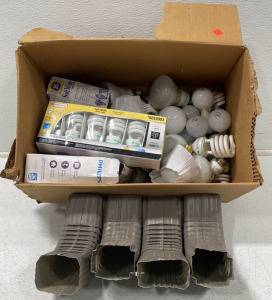 (4) Gutter Fittings & Box Of Light Bulbs