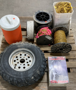 ATV Wheel, Water Cooler, Assorted Wire, Spotlight