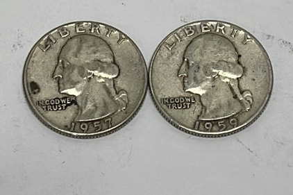 (2) Washington Silver Quarters Dated 1957 And 1959