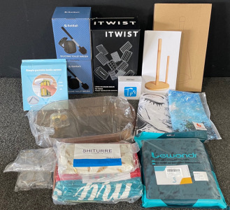 New in Box! - (2) Silicone Toilet Brushes, Itwist Ice Trays, (2) Paper Towel Roll Holders, (2) Large Tapestries, Throw Blanket, & More!