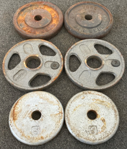 Set Of 10lbs & (2) 5lbs Barbell Weights