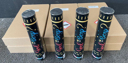 (6) Boxes Gender Reveal Party Popper Cannons (Pink)
