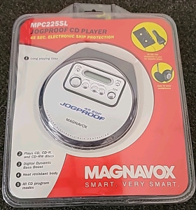 New in Box! - Magnavox MPC225SL JogProof Portable CD Player Headphones In Car Cassette Adap