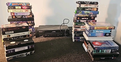 Emerson DA-4Head VHS Player, (51) VHS Movies