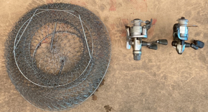 (2) Trout Fishing Reels & (1) Crawfish Cage - EB