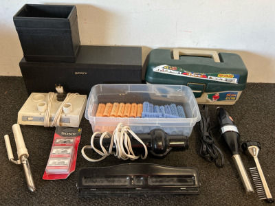 Speaker, Tackle Box, Hair Curlers, & More Hair Styling Tools