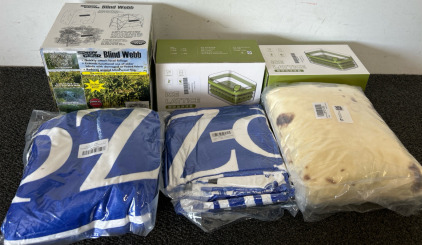 (2) Ice Lattice Boxes, (3) Blankets, & Blind Webb
