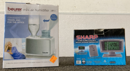 Beurer Mini Air Humidifier & Sharp Atomic Alarm Clock w/ Temperature