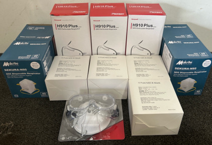 (4) Disposable Respirator Masks, Safety Glasses, (3) Particulate Respirator Masks, (4) V Fold Masks