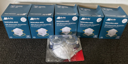 (5) Disposable Respirator Masks & Safety Glasses